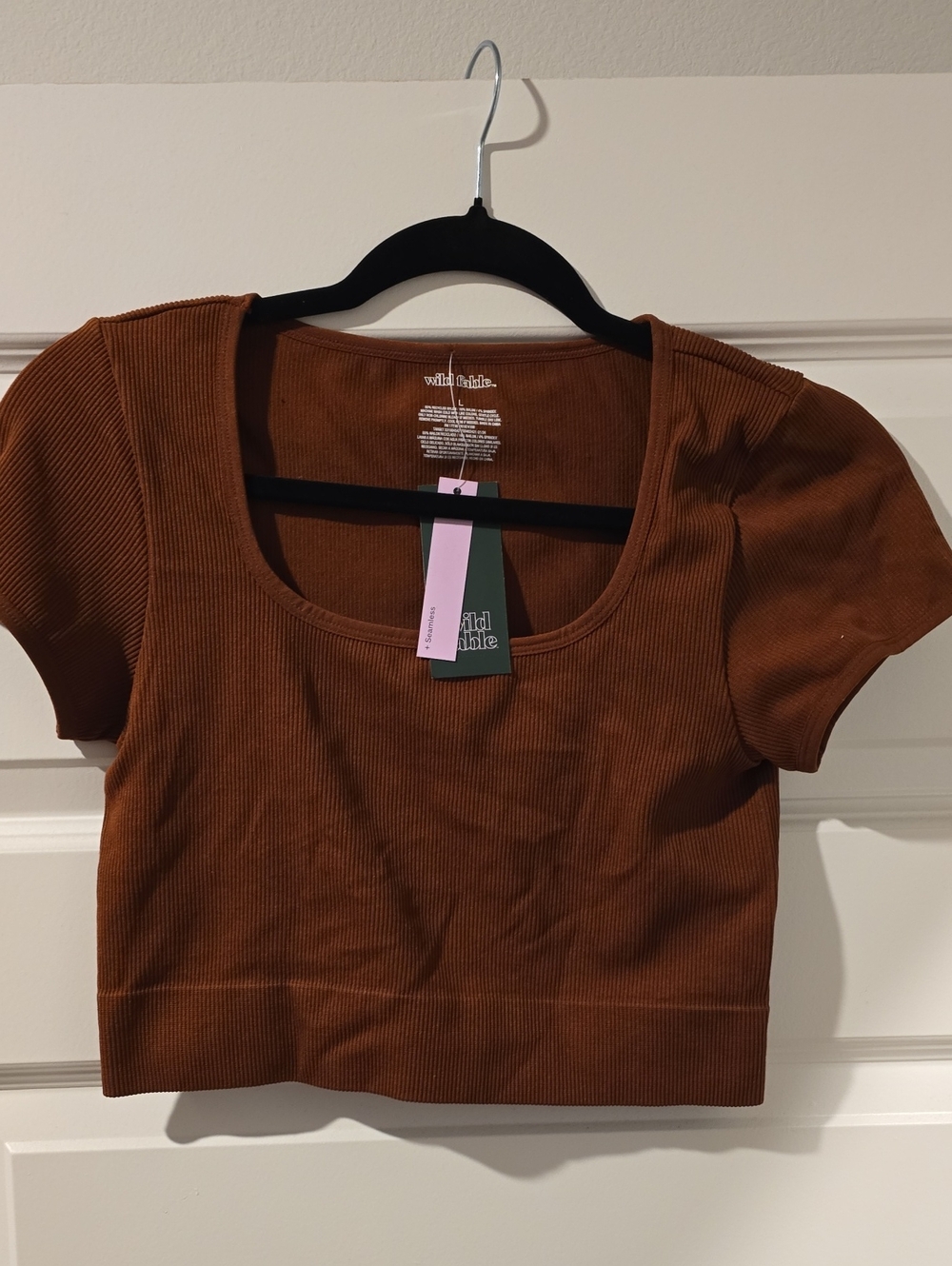 wild fable Rust Brown Ribbed Scoop-Neck Crop Top
